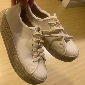 SCHUTZ Luana off white cream canvas platform espadrille style sneakers size 10